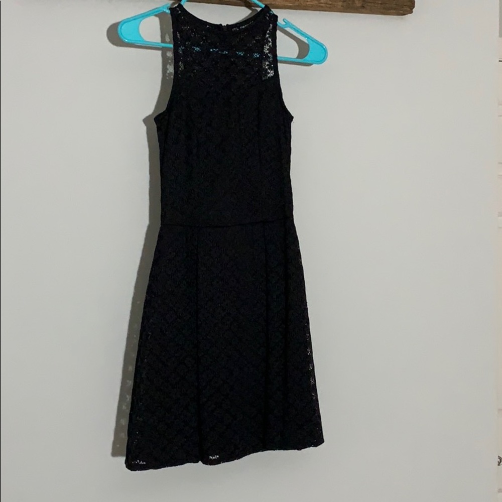 Black floral lace mini dress